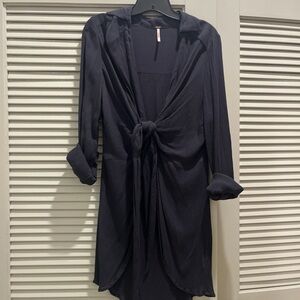 Free People blackTie-Front Top